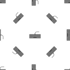 Poster - Black computer keyboard pattern seamless black