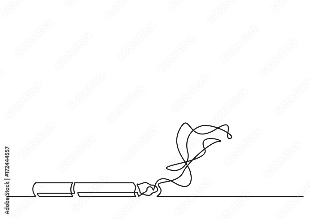 cigarette line art one line drawing of isolated vector object - smoking cigarette Stock Vector
