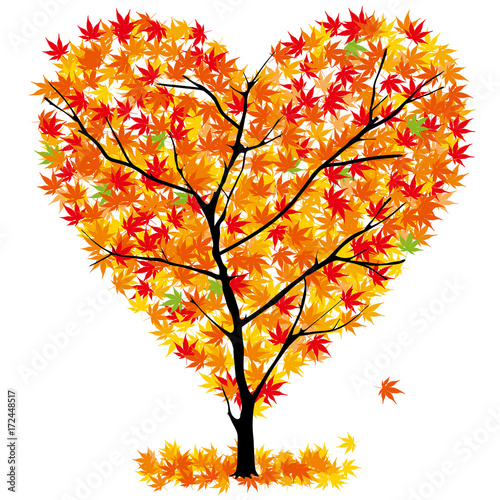 ハート型の紅葉のモミジの木のイラスト Heart S Maple Tree Illustration Stock Vector Adobe Stock