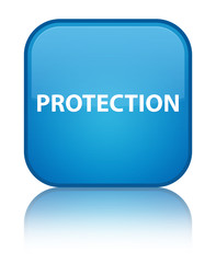 Wall Mural - Protection special cyan blue square button