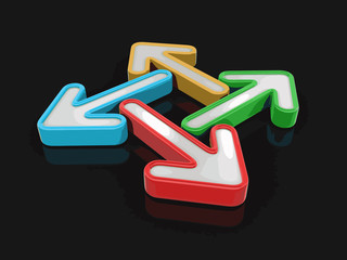 Poster - 3d image of arrows in different directions. Image with clipping path