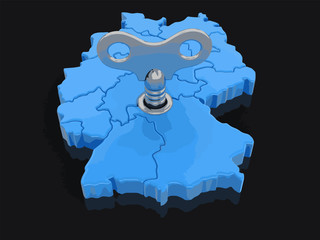 Poster - Map of Germany with winding key. Image with clipping path.