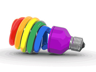 Poster - Multicolor Energy Saving Light Bulb. Image with clipping path