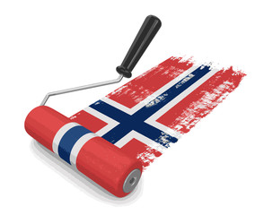 Wall Mural - Paint roller with Norwegian flag. Image with clipping path