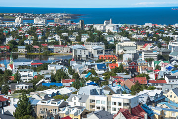 Canvas Print - Scenery view of Reykjavik the capital city of Iceland in summer season.