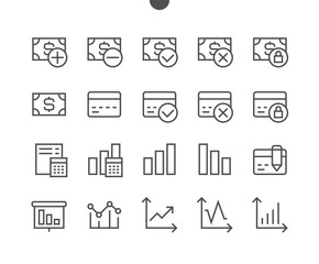 Fototapete - Financial Pixel Perfect Well-crafted Vector Thin Line Icons 48x48 Ready for 24x24 Grid for Web Graphics and Apps with Editable Stroke. Simple Minimal Pictogram