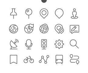 Poster - Location Pixel Perfect Well-crafted Vector Thin Line Icons 48x48 Ready for 24x24 Grid for Web Graphics and Apps with Editable Stroke. Simple Minimal Pictogram