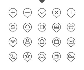 Poster - Location Pixel Perfect Well-crafted Vector Thin Line Icons 48x48 Ready for 24x24 Grid for Web Graphics and Apps with Editable Stroke. Simple Minimal Pictogram