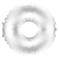 Wall Mural - Halftone dotted background circularly distributed. Halftone effect vector pattern. Circle dots isolated on the white background.