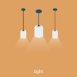 © cathal_shtadler - Isometric 3D vector illustration concept of bright fixtures. White light. Three hanging lamps.