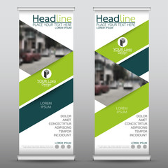 Wall Mural - roll up business banner design vertical template vector, cover presentation abstract geometric backg