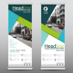Wall Mural - roll up business banner design vertical template vector, cover presentation abstract geometric backg