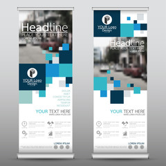 Roll up business banner design vertical template vector, cover presentation abstract geometric background, modern publication display and flag-banner, layout in rectangle size.