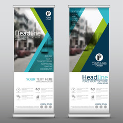 Wall Mural - roll up business banner design vertical template vector, cover presentation abstract geometric backg
