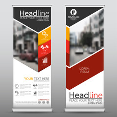 Wall Mural - roll up business banner design vertical template vector, cover presentation abstract geometric backg