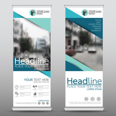 Wall Mural - roll up business banner design vertical template vector, cover presentation abstract geometric backg