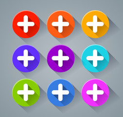 Sticker - plus sign  icons with various colors