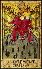 Wall Mural - Judgement. Cerberus. Fantasy Creatures Tarot full deck. Major arcana