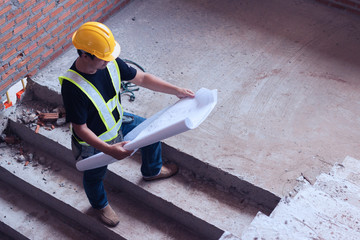 architect and engineer inspect housing estate building to success construction plan before send qual