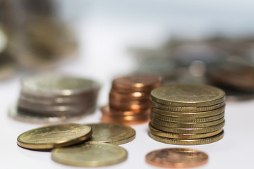 Wall Mural - Stack of coins. Concept of money saving and financial. Selective focus.