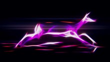 Lightning Energy Gazelle Running In Neon Forest Seamless Endless Loop New Quality Unique Handmade Cartoon Animation Dynamic Joyful Video Footage