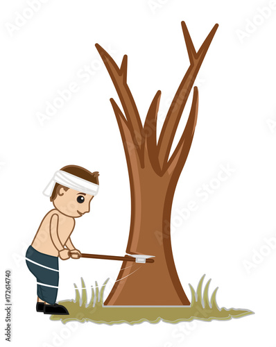 villager man cutting tree buy this stock vector and explore similar vectors at adobe stock adobe stock villager man cutting tree buy this