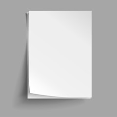 Wall Mural - Vector White sheets of paper. Realistic empty paper note templates of A4 format with soft shadows isolated on grey background.