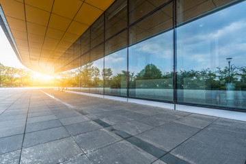 Canvas Print - modern building and empty pavement, china..