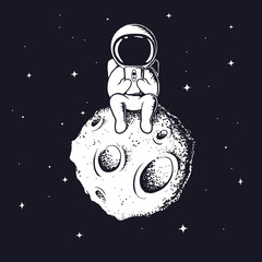 Wall Mural - astronaut keeps smartphon