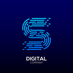 Letter S with Square shape, Dots and Lines logotype,Fast Speed, Delivery, Digital and Technology for your Corporate identity