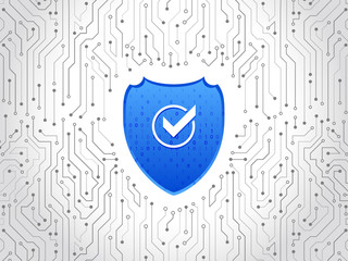 Poster - Abstract high tech circuit board. Security shield concept. Internet security. Vector illustration digital protection.