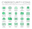 © ckybe - Cyber Security Thin Line icons set. Computer network protection. High Quality Premium outline symbol collection. Stroke vector logo concept.Cybersecurity.