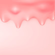 Beautiful dripping (fluid, liquid, flow) strawberry milk, milshake or yoghurt with shadow background. Vector illustration