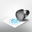 Realistic, beautiful rubber stamp mockup for your design. Rubber stamp with square paper sheet. Vector illustration