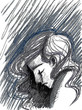 Depressed man digital illustration