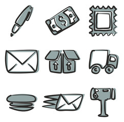 Post Office Icons Freehand 2 Color