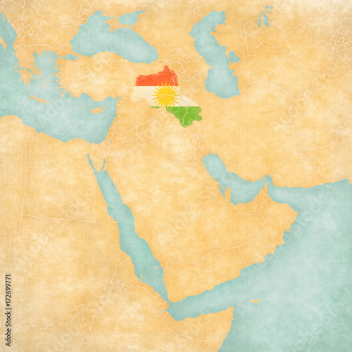 Map of Middle East - Kurdistan Canvas-taulu