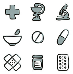 Pharmacy Icons Freehand 2 Color