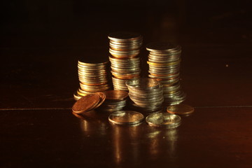 Stack of money with dark background