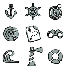 Nautical Icons Freehand 2 Color