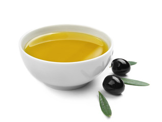 Canvas Print - Bowl with olive oil isolated on white