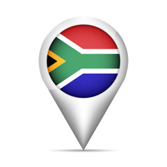 Poster - South Africa flag map pointer with shadow. Vector illustration