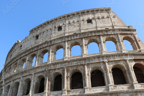 Plakat Archeologiczne pozostałości Fori Imperiali i Koloseum. Rzym Włochy