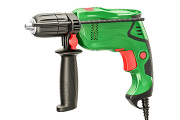 Poster - Green electric drill, 3D rendering