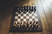 Wooden Chess Board On Parquet