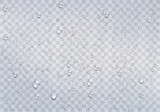 Fototapeta  - Realistic rain drops on the transparent background. Vector