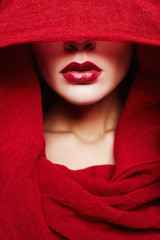 fashion islamic style woman.red lips girl