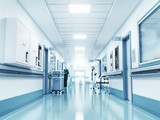 Fototapeta  - Medical concept. Hospital corridor with rooms. 3d illustration