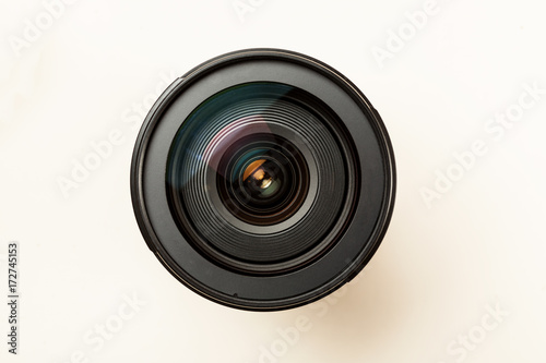 Cuadros en Lienzo Photo lens with reflection closeup shot, top view