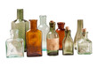 Set of vintage glass bottles isolated on white